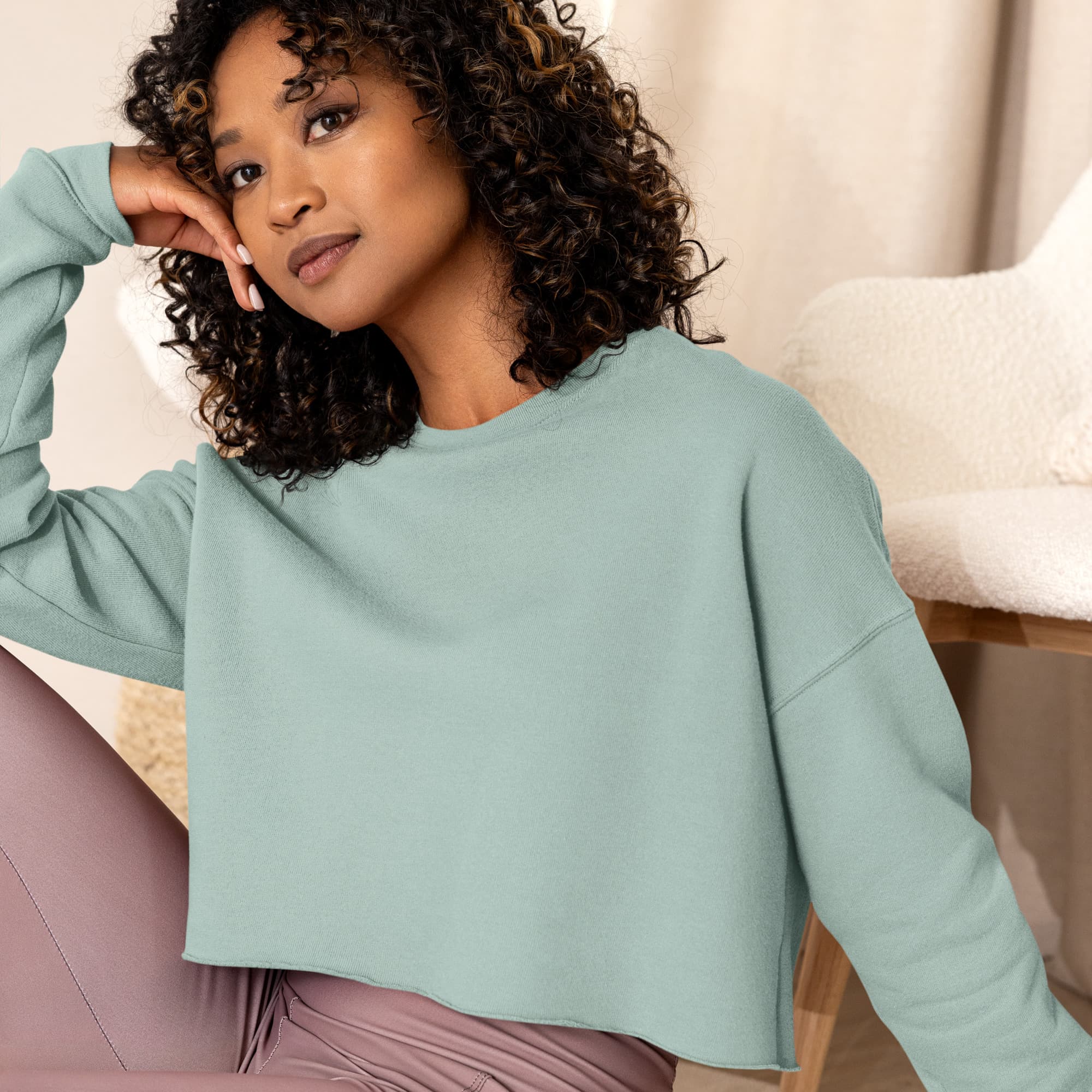 Women in green sweatshirt